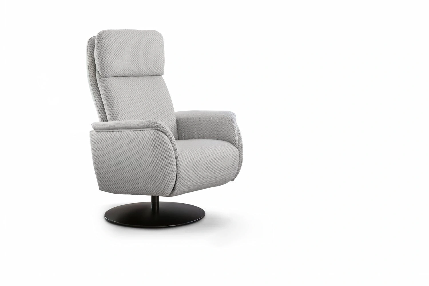 Sillón Dalia gris claro, vista lateral con base circular