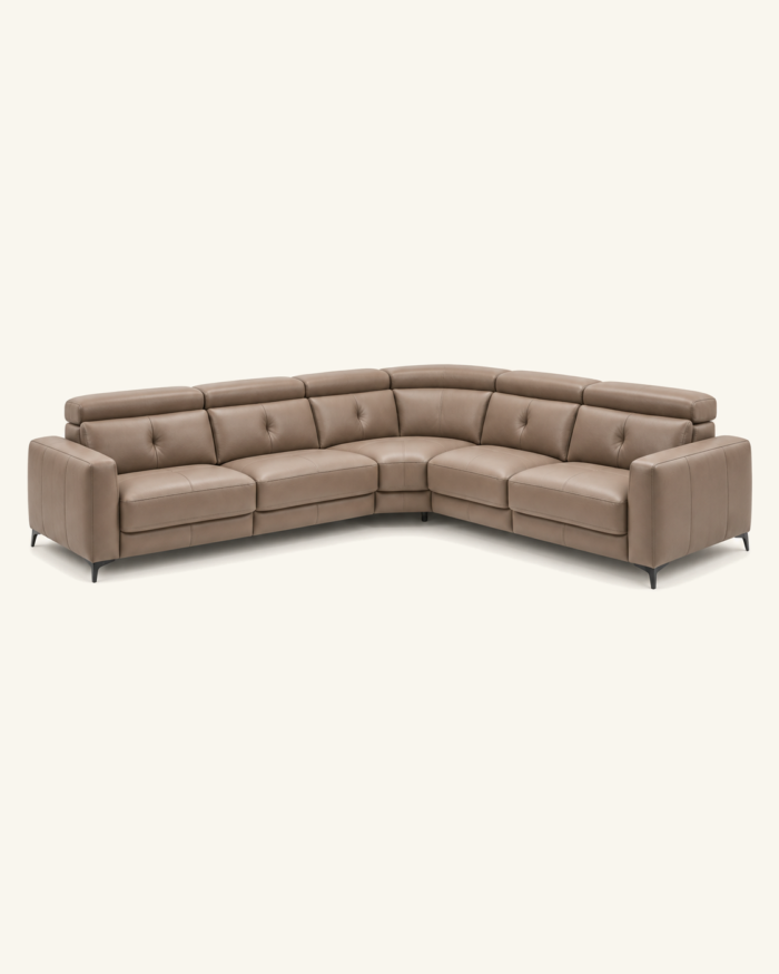 Visualización del sofá Duna en composición rinconera, sobre fondo beige Azahar.