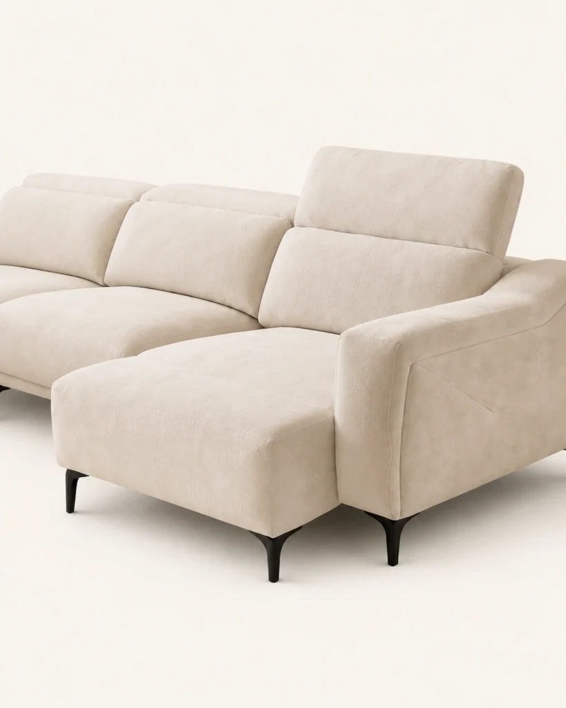 Sofá Azahar con chaise longue y cabezal reclinable